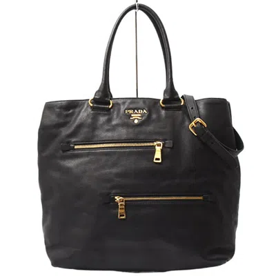Pre-owned Prada Black Leather Shoulder Bag Tote Bag ()