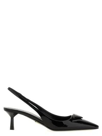 PRADA BLACK LEATHER SLINGBACK PUMPS