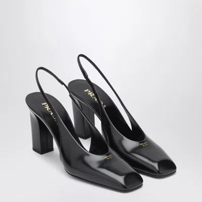 Prada Black Leather Slingback With Décolleté Women