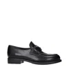 Prada Black Leather Slip-on Loafers In Multi