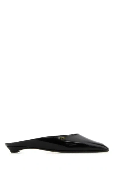 PRADA BLACK LEATHER SLIPPERS