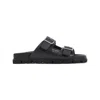 Prada Flat Sole Open Toe Leather Sandals In Multi