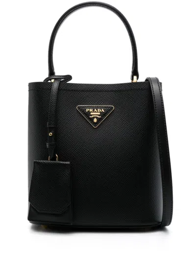 PRADA BLACK LEATHER SMALL BUCKET BAG