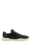 Prada Leather Sneakers With Contrast Stitching And Rubber Sole In Pattern