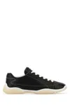Prada Leather Sneakers With Contrast Stitching And Rubber Sole In Pattern