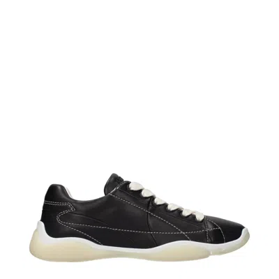 Prada Handcrafted Leather Sneakers Geometric Stitching In  display picture 3