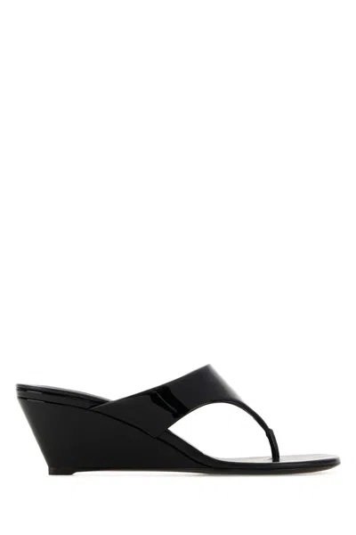 Prada Black Leather Thong Mules