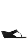 Prada Black Leather Thong Mules In Multi