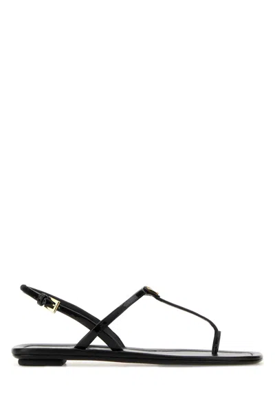 Prada Triangle Logo Patent Leather Thong Sandals In Multi