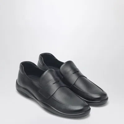 Prada Toblach Leather Loafers In Black
