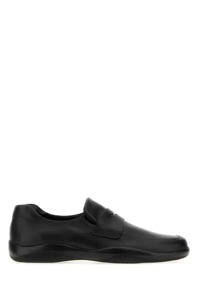 PRADA PRADA BLACK LEATHER TOBLACH LOAFERS