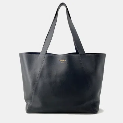 Pre-owned Prada Tote Bag Black2vg123 Leather