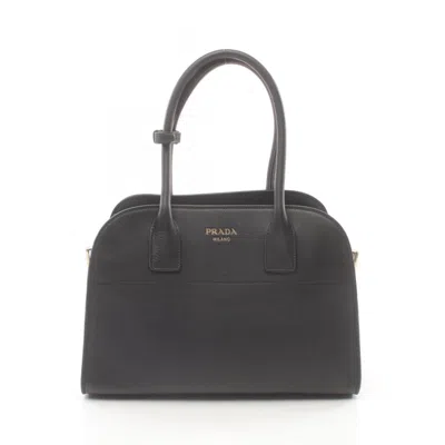 Prada Black Leather Tote Bag