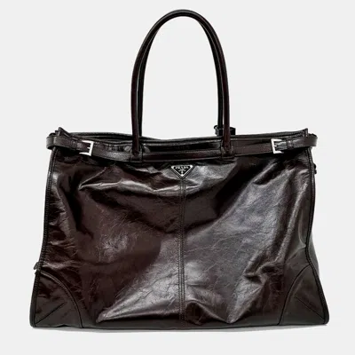 Pre-owned Prada Black Leather Tote Bag