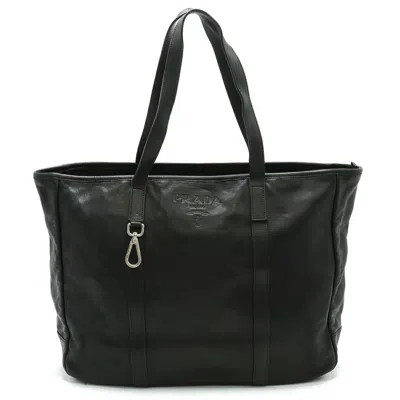 Prada Black Leather Tote Bag ()