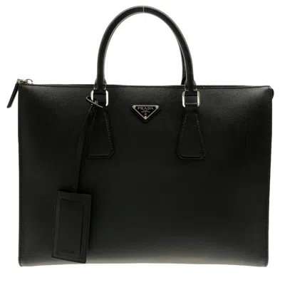 Prada Black Leather Travel Bag ()