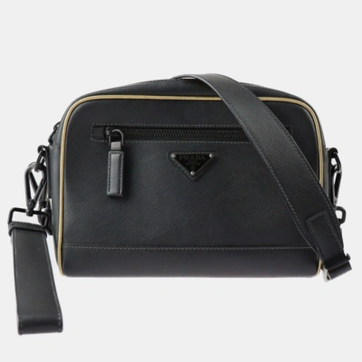 Pre-owned Prada Black Leather Travel Shoulder Bag