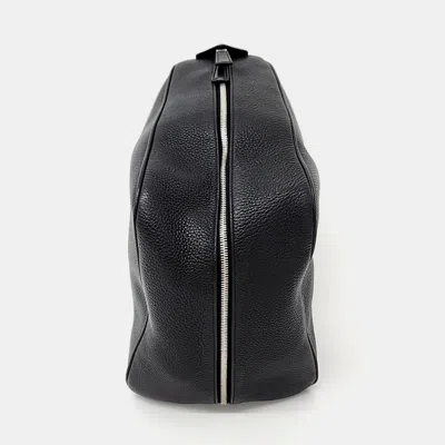 Pre-owned Prada Black Leather Triangle Backpack