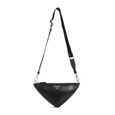 Prada Black Leather Triangle Crossbody Bag