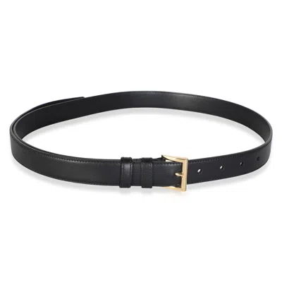 Pre-owned Prada Black Leather Triangle Logo Plate Belt 34/85