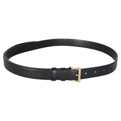 Pre-owned Prada Black Leather Triangle Logo Plate Belt 34/85