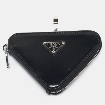 Pre-owned Prada Black Leather Triangle Pouch