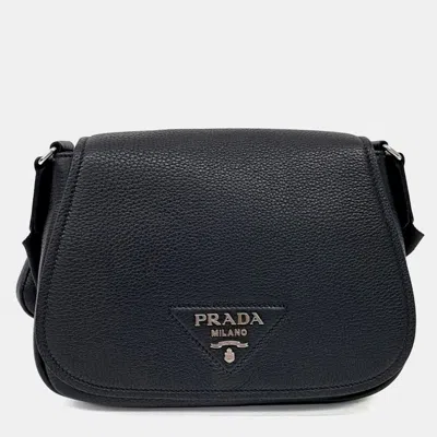Pre-owned Prada Black Leather Vitello Daino Crossbody Bag (1bd293)