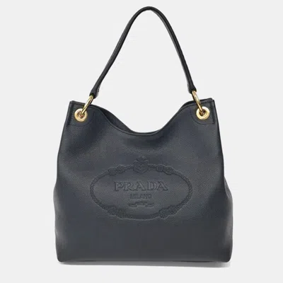 Pre-owned Prada Black Leather Vitello Phoenix Hobo Bag