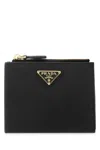 Prada Saffiano Leather Zipped Cardholder In Black