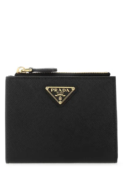 Prada Triangle-logo Saffiano Leather Wallet In Black