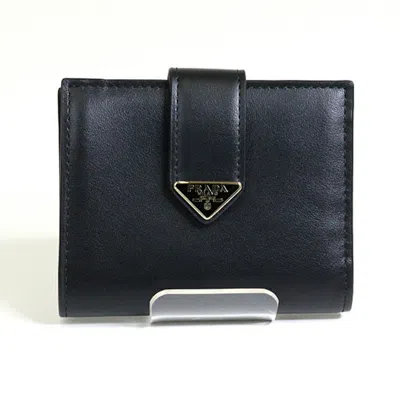 Pre-owned Prada Black Leather Wallet (bi-fold) ()