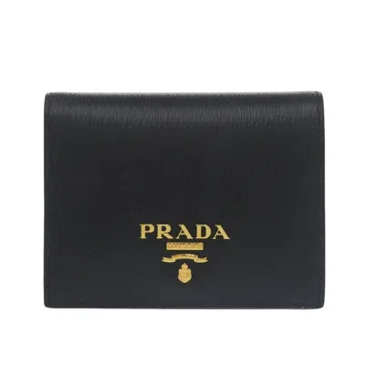 Pre-owned Prada Black Leather Wallet (bi-fold) ()