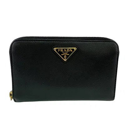 Pre-owned Prada Black Leather Wallet (bi-fold) ()