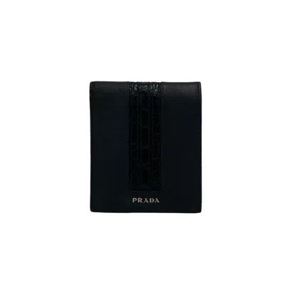 Pre-owned Prada Black Leather Wallet (bi-fold) ()