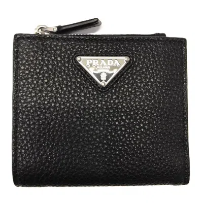 Pre-owned Prada Black Leather Wallet (bi-fold) ()