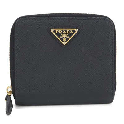 Pre-owned Prada Black Leather Wallet (bi-fold) ()