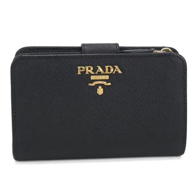 Pre-owned Prada Black Leather Wallet (bi-fold) ()