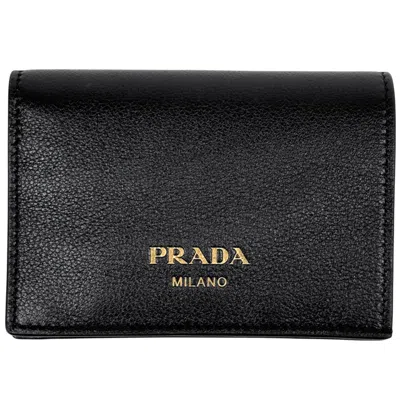 Pre-owned Prada Black Leather Wallet (bi-fold) ()