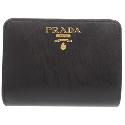 Pre-owned Prada Black Leather Wallet (bi-fold) ()