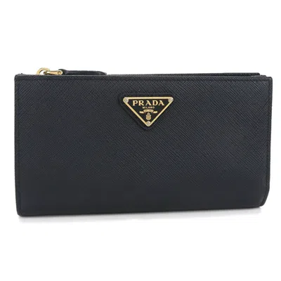 Pre-owned Prada Black Leather Wallet (bi-fold) ()