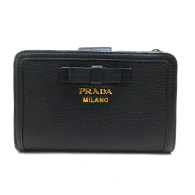Pre-owned Prada Black Leather Wallet (bi-fold) ()