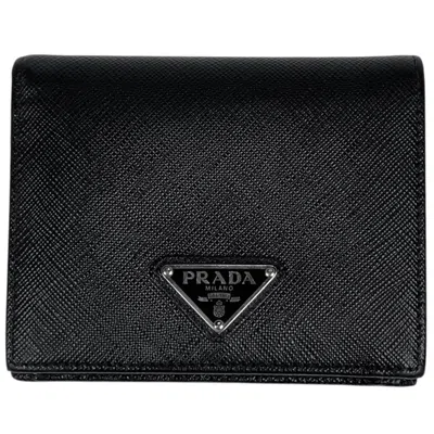 Pre-owned Prada Black Leather Wallet (bi-fold) ()