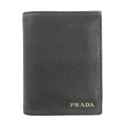 Pre-owned Prada Black Leather Wallet (bi-fold) ()