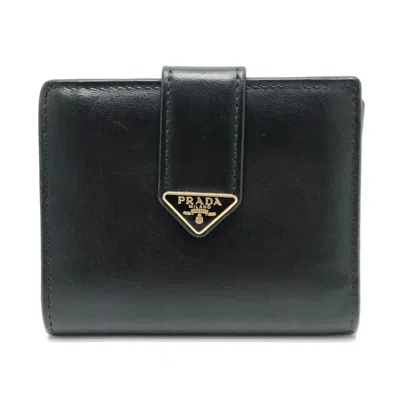 Pre-owned Prada Black Leather Wallet (bi-fold) ()
