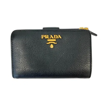 Pre-owned Prada Black Leather Wallet (bi-fold) ()