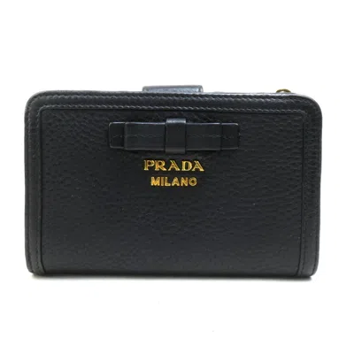 Pre-owned Prada Black Leather Wallet (bi-fold) ()