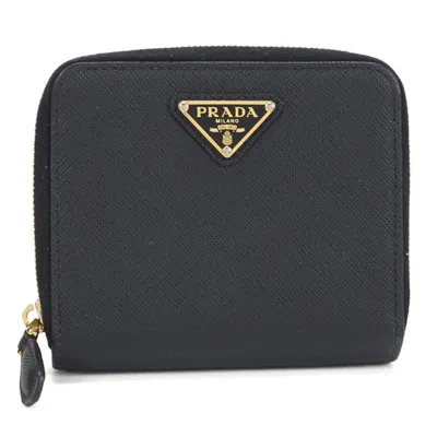 Pre-owned Prada Black Leather Wallet (bi-fold) ()