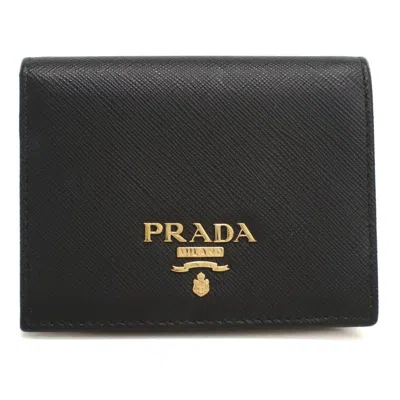 Pre-owned Prada Black Leather Wallet (bi-fold) ()