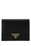 Prada Triangle Logo Saffiano Leather Zip Cardholder In F0002