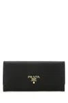 Prada Womens Black Brand-plaque Large Saffiano Leather Wallet In F0002
